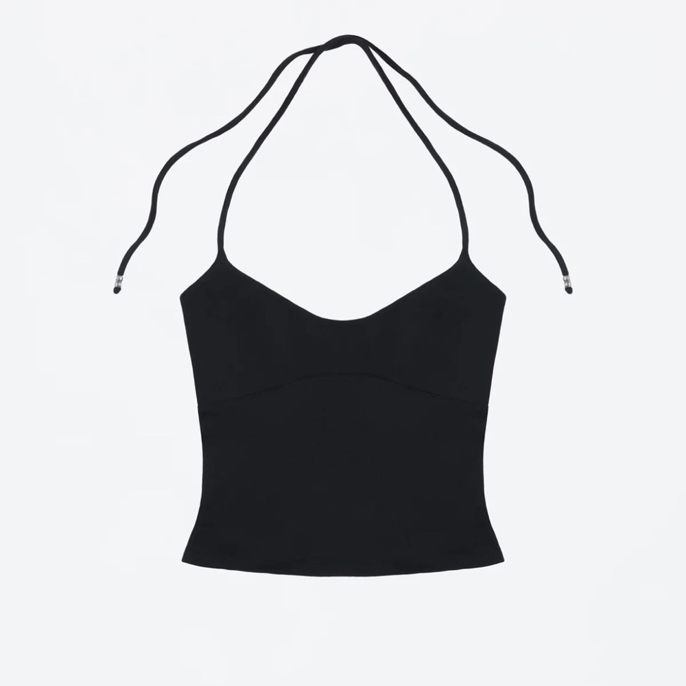 Tank Air Spill Halter Black Tank Top - Picture 2 of 11